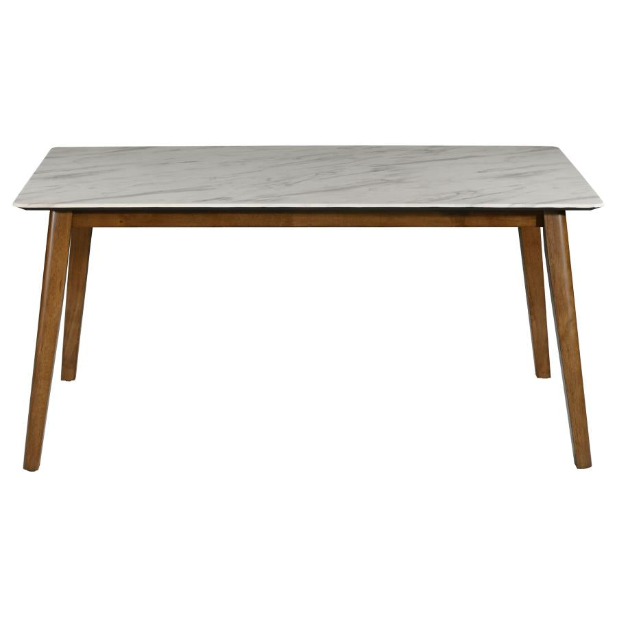 CoasterEveryday Everett Faux Marble Top Dining Table Natural Walnut And White