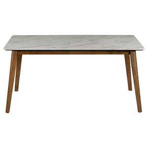 CoasterEveryday Everett Faux Marble Top Dining Table Natural Walnut And White