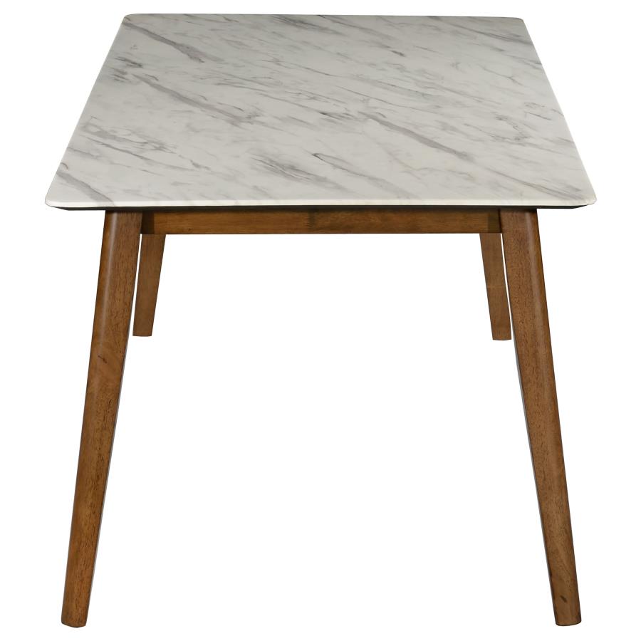 CoasterEveryday Everett Faux Marble Top Dining Table Natural Walnut And White