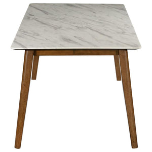 CoasterEveryday Everett Faux Marble Top Dining Table Natural Walnut And White