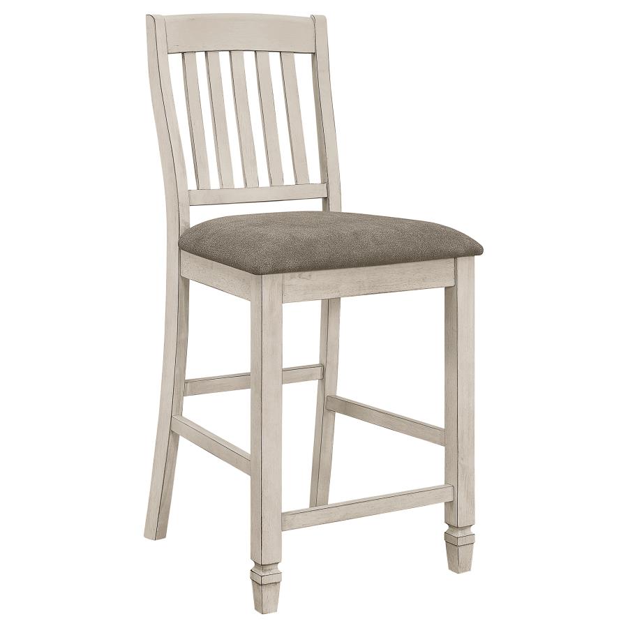 CoasterEveryday Sarasota Slat Back Counter Height Chairs Grey And Rustic Cream (Set Of 2)