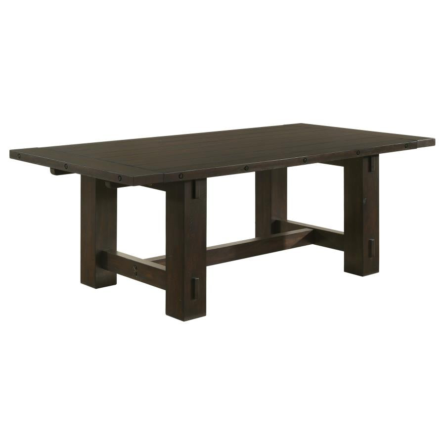 CoasterEssence Calandra Rectangle Dining Table With Extension Leaf Vintage Java