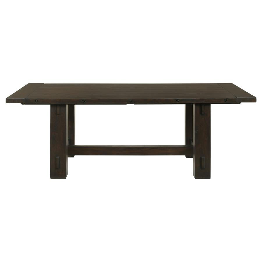 CoasterEssence Calandra Rectangle Dining Table With Extension Leaf Vintage Java