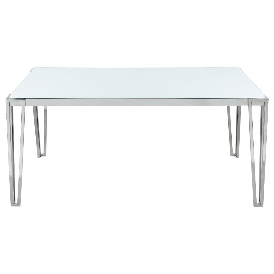 CoasterElevations Pauline Rectangular Dining Table With Metal Leg White And Chrome