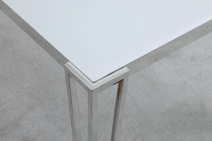 CoasterElevations Pauline Rectangular Dining Table With Metal Leg White And Chrome