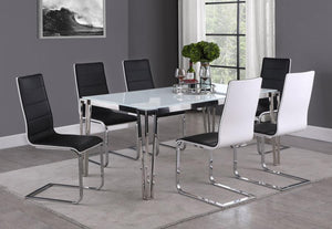 CoasterElevations Pauline Rectangular Dining Table With Metal Leg White And Chrome