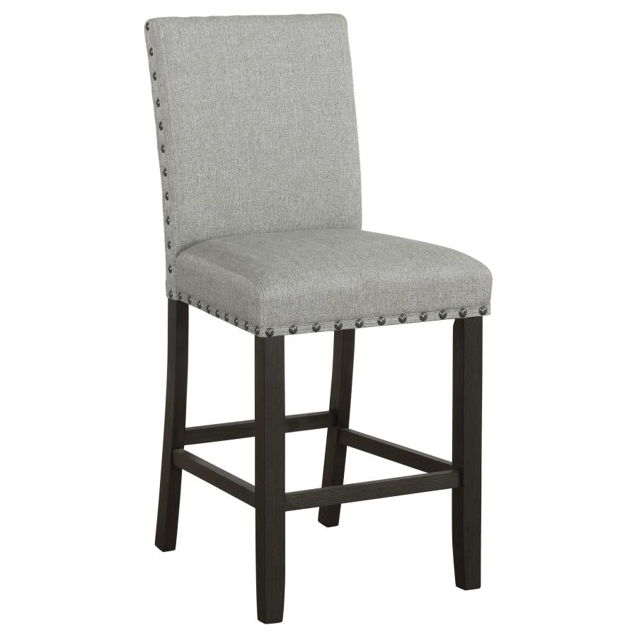 CoasterEveryday Kentfield Solid Back Upholstered Counter Height Stools Grey And Antique Noir (Set Of 2)