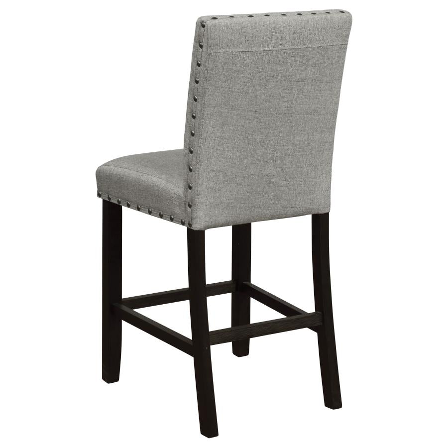 CoasterEveryday Kentfield Solid Back Upholstered Counter Height Stools Grey And Antique Noir (Set Of 2)