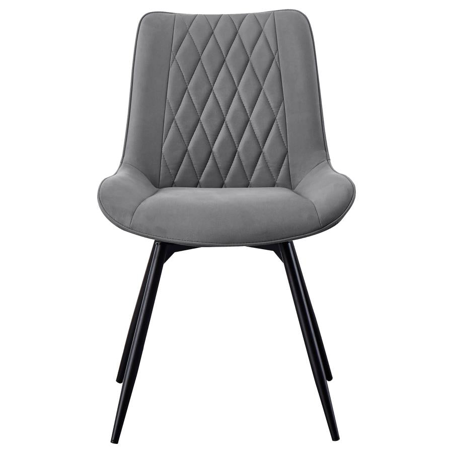 CoasterEssence Diggs Upholstered Tufted Swivel Dining Chairs Grey And Gunmetal (Set Of 2)