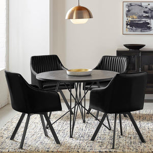 CoasterElevations Arika Tufted Sloped Arm Swivel Dining Chair Black And Gunmetal