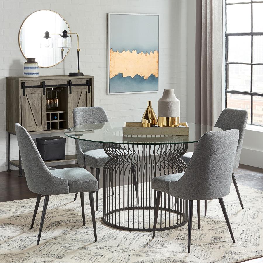 Granvia Round Glass Top Dining Table Clear And Gunmetal