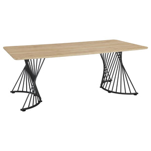 CoasterEveryday Altus Swirl Base Dining Table Natural Oak And Gunmetal