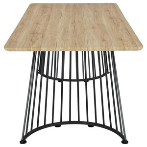 CoasterEveryday Altus Swirl Base Dining Table Natural Oak And Gunmetal