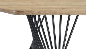 CoasterEveryday Altus Swirl Base Dining Table Natural Oak And Gunmetal