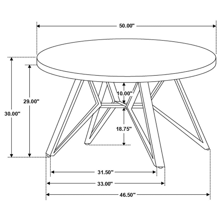 CoasterEveryday Neil Round Wood Top Dining Table Concrete And Black