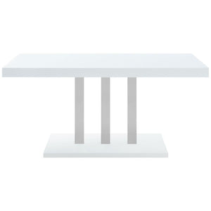 CoasterEssence Brooklyn Rectangular Dining Table White High Gloss And Chrome