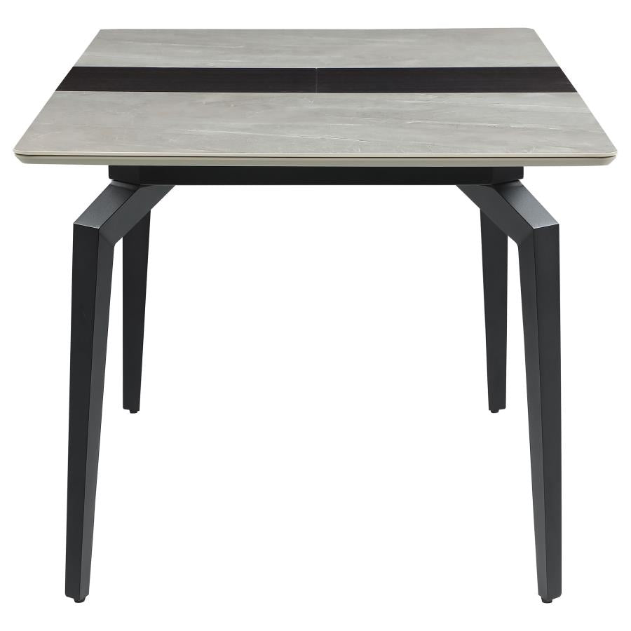 CoasterEssence Mina Rectangular Dining Table Grey Ceramic And Sandy Black