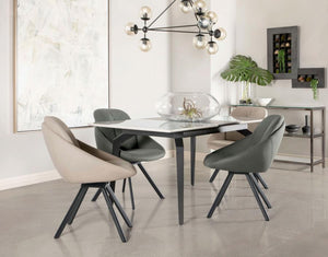 CoasterEssence Mina Rectangular Dining Table Grey Ceramic And Sandy Black