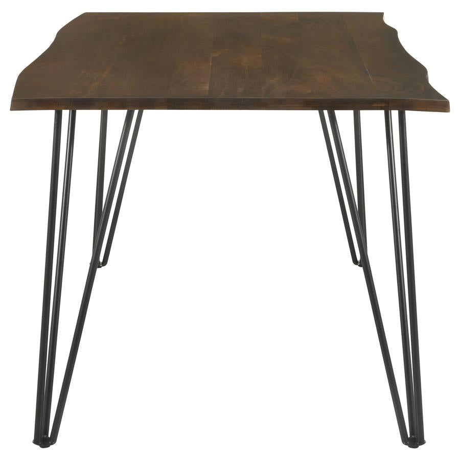 CoasterEssence Topeka Live-Edge Dining Table Mango Cocoa And Gunmetal