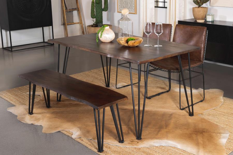 CoasterEssence Topeka Live-Edge Dining Table Mango Cocoa And Gunmetal