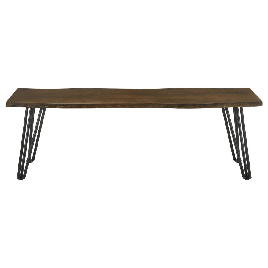 CoasterEssence Topeka Live-Edge Dining Bench Mango Cocoa And Gunmetal