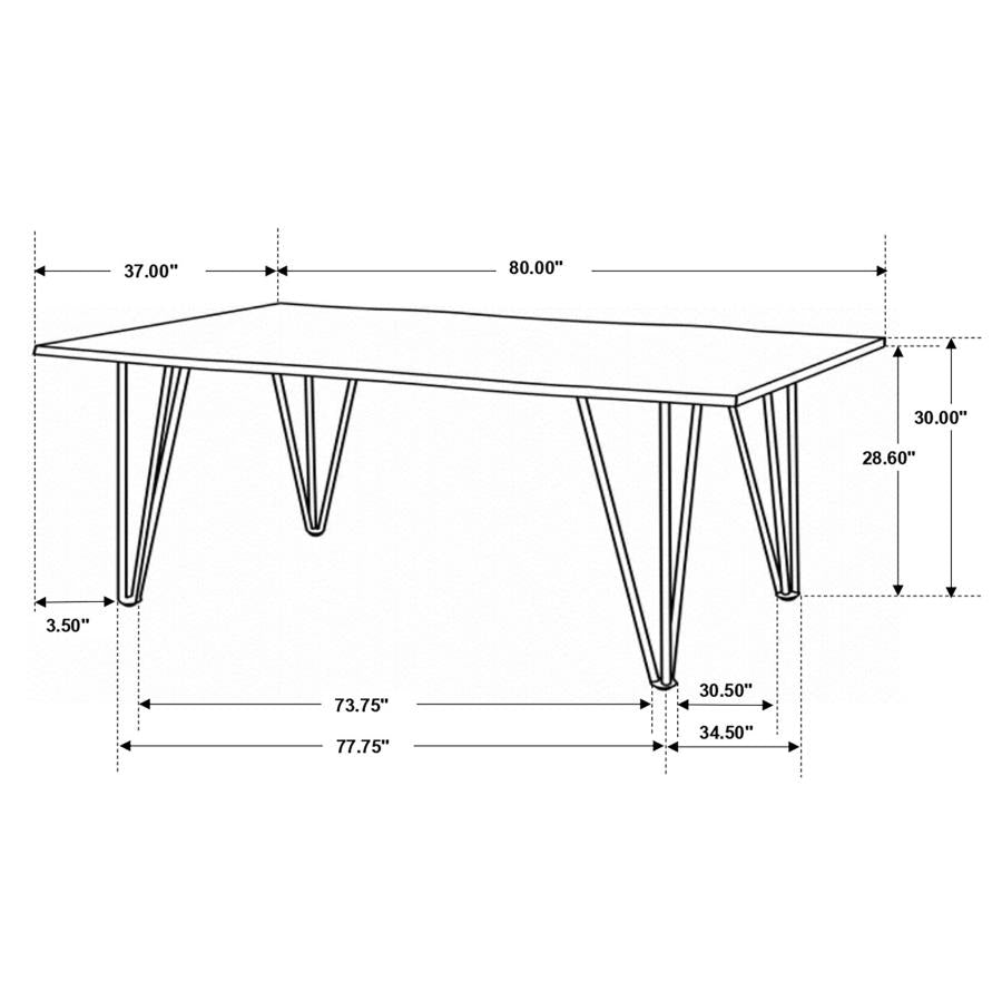 CoasterEssence Neve Live-Edge Dining Table With Hairpin Legs Sheesham Grey And Gunmetal