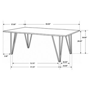 CoasterEssence Neve Live-Edge Dining Table With Hairpin Legs Sheesham Grey And Gunmetal