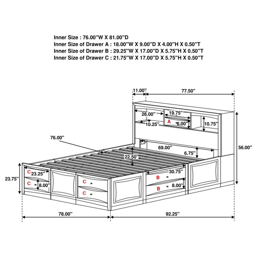 CoasterEssence Phoenix 10-Drawer Bed Deep Cappuccino