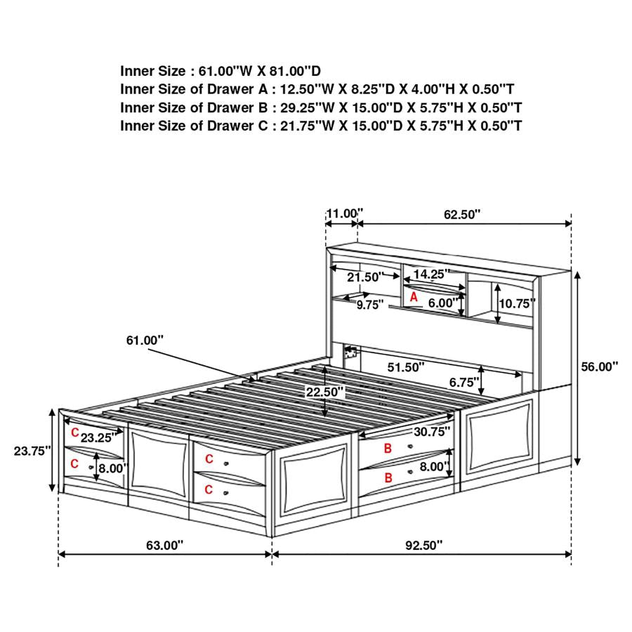 CoasterEssence Phoenix 10-Drawer Bed Deep Cappuccino