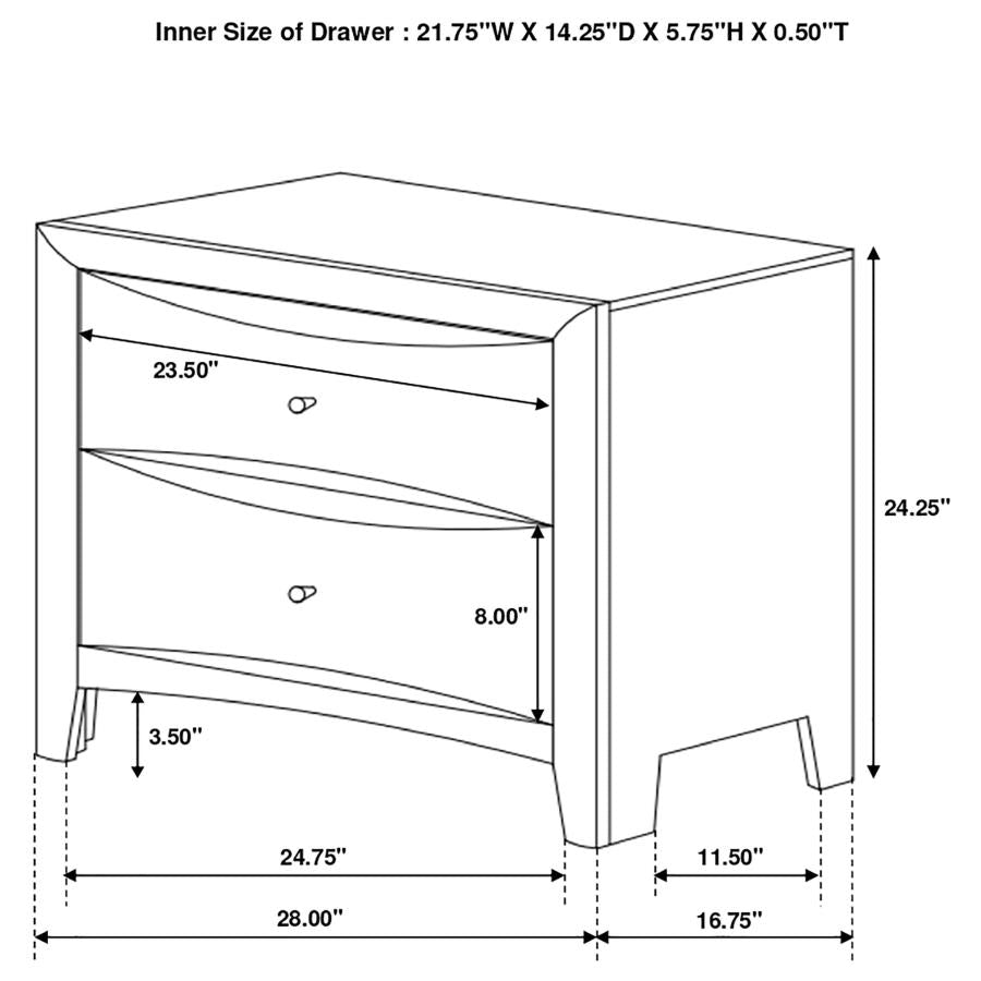 CoasterEssence Phoenix 2-Drawer Nightstand Deep Cappuccino