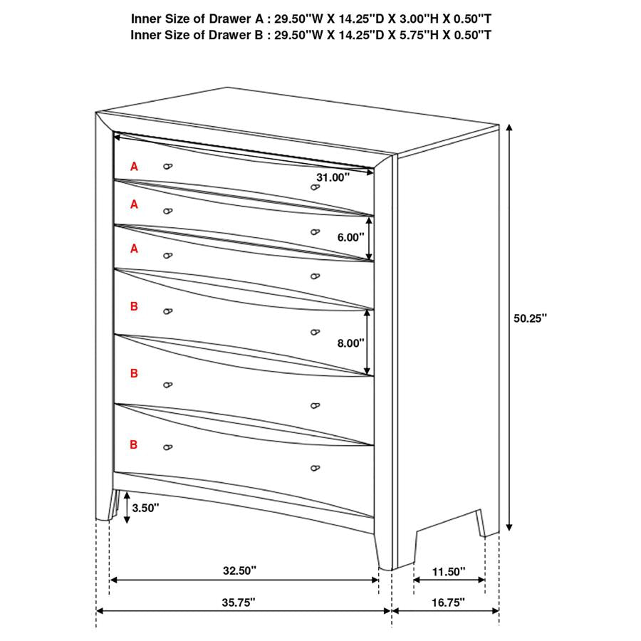 CoasterEssence Phoenix 6-Drawer Chest Deep Cappuccino