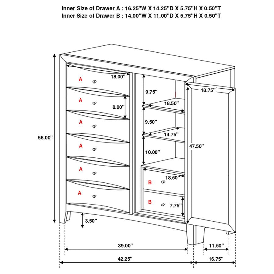 CoasterEssence Phoenix 6-Drawer Door Chest Deep Cappuccino