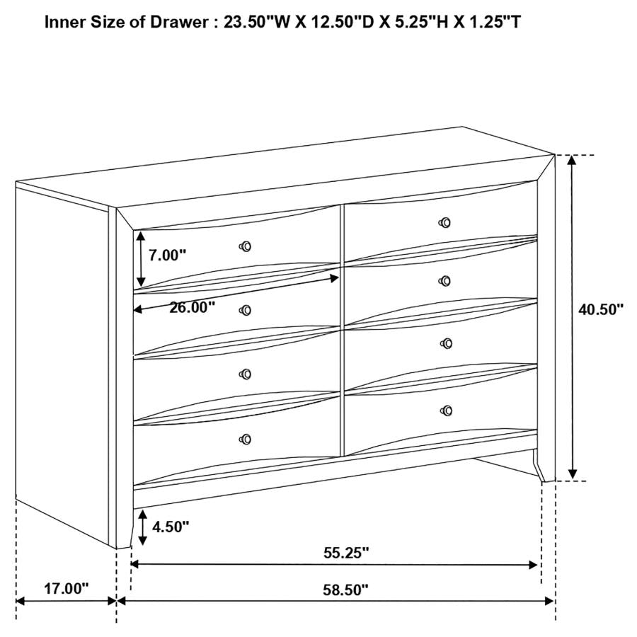 CoasterEssence Briana Rectangular 8-Drawer Dresser Black