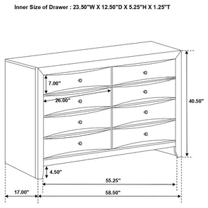 CoasterEssence Briana Rectangular 8-Drawer Dresser Black