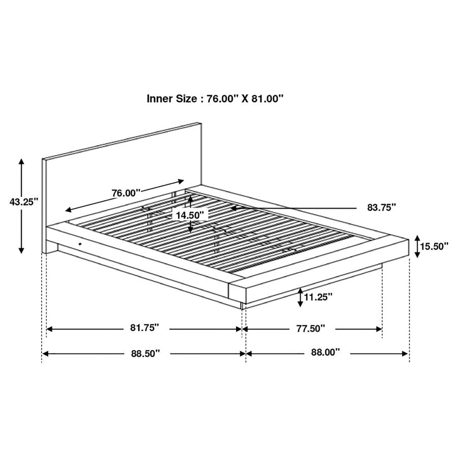 CoasterEssence Jessica Platform Bed With Rail Seating Cappuccino