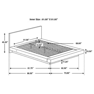 CoasterEssence Jessica Platform Bed With Rail Seating Cappuccino