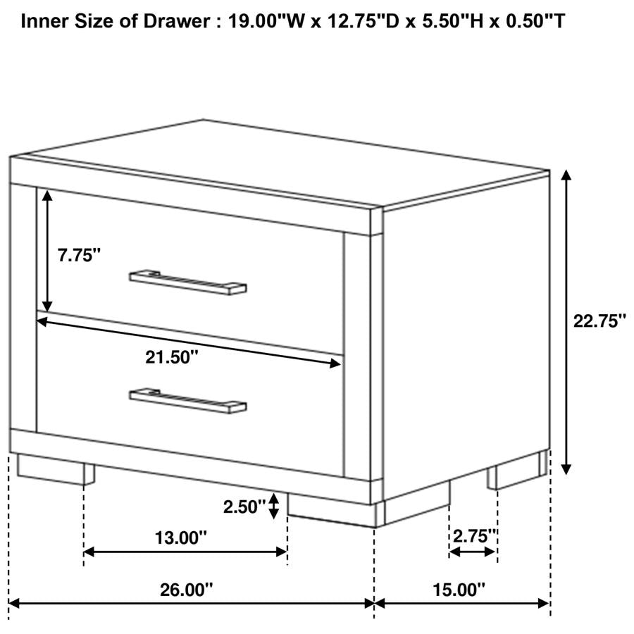 CoasterEssence Jessica 2-Drawer Nightstand Cappuccino