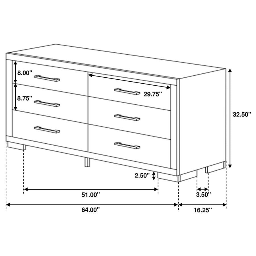 CoasterEssence Jessica 6-Drawer Dresser Cappuccino