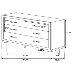 CoasterEssence Jessica 6-Drawer Dresser Cappuccino