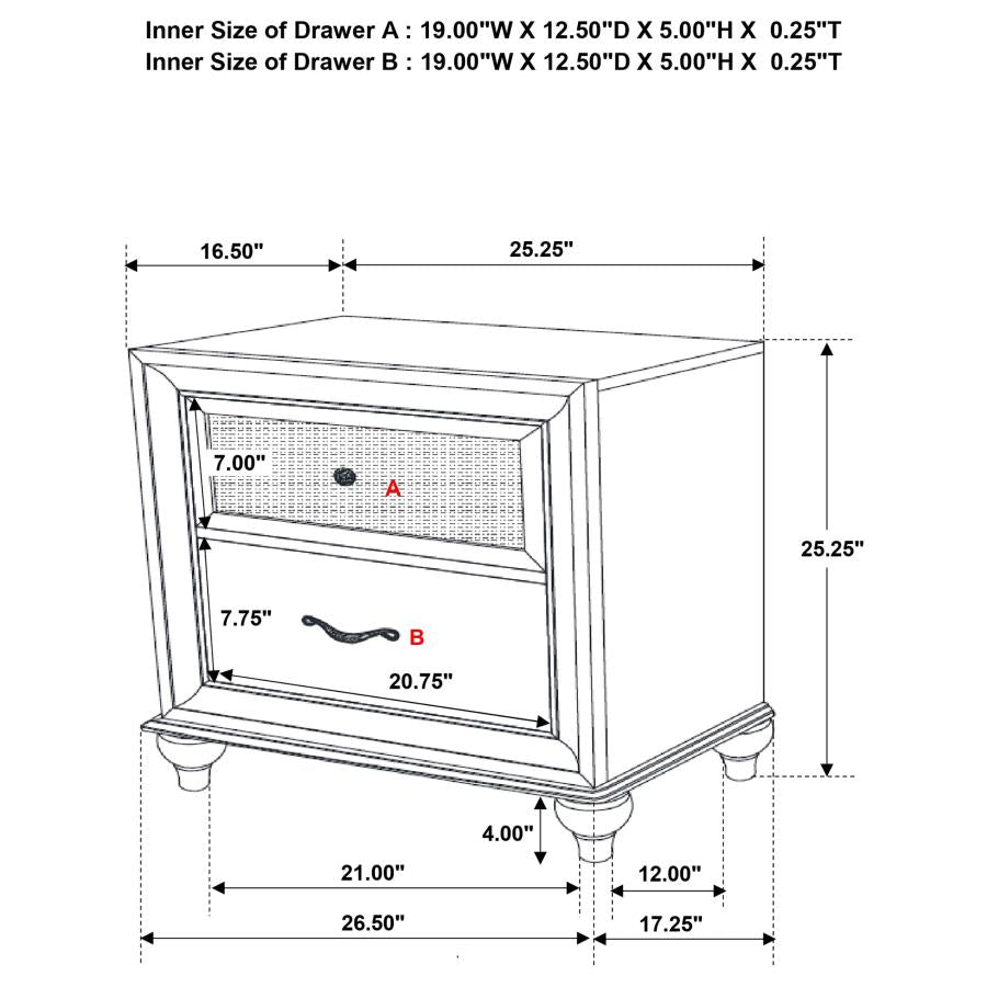 CoasterEveryday Barzini 2-Drawer Rectangular Nightstand Black