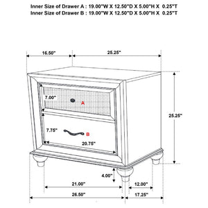 CoasterEveryday Barzini 2-Drawer Rectangular Nightstand Black