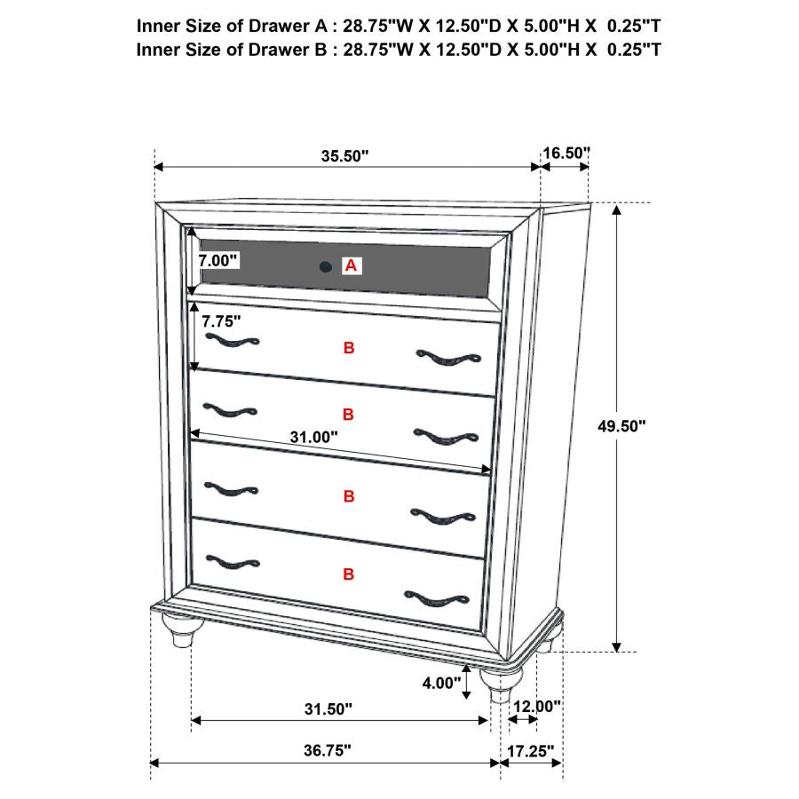 CoasterEveryday Barzini 5-Drawer Rectangular Chest Black