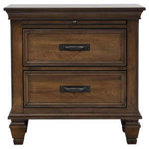 CoasterEssence Franco 2-Drawer Nightstand With Pull Out Tray Burnished Oak