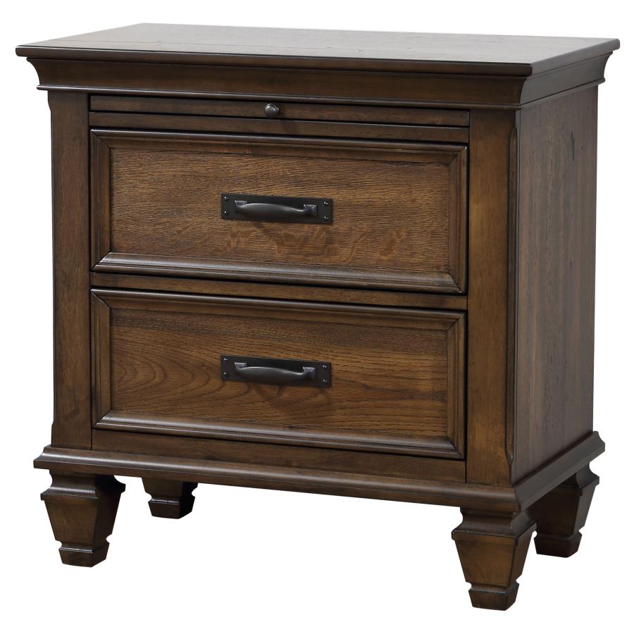 CoasterEssence Franco 2-Drawer Nightstand With Pull Out Tray Burnished Oak