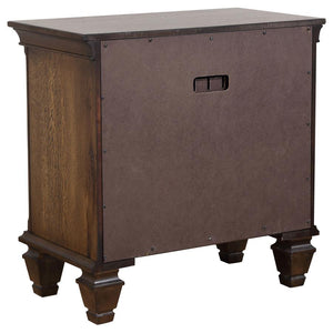 CoasterEssence Franco 2-Drawer Nightstand With Pull Out Tray Burnished Oak