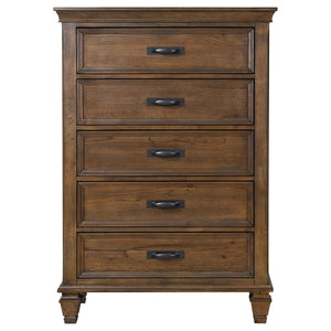 CoasterEssence Franco 5-Drawer Chest Burnished Oak