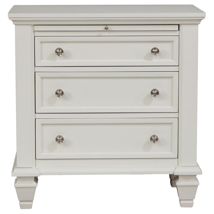 CoasterEssence Sandy Beach 3-Drawer Nightstand Cream White