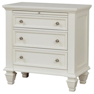 CoasterEssence Sandy Beach 3-Drawer Nightstand Cream White