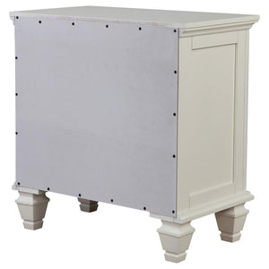 CoasterEssence Sandy Beach 3-Drawer Nightstand Cream White