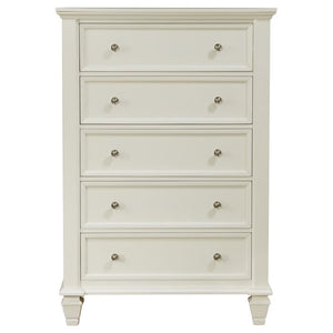 CoasterEssence Sandy Beach 5-Drawer Rectangular Chest Cream White